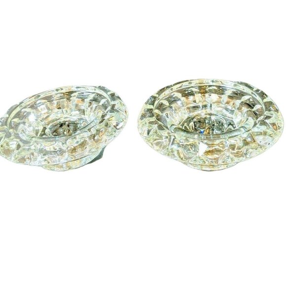FACETED CRYSTAL ROUND PAIR OF VOTIVE OR TEA CANDLE HOLDERS 63h - Picture 4 of 6